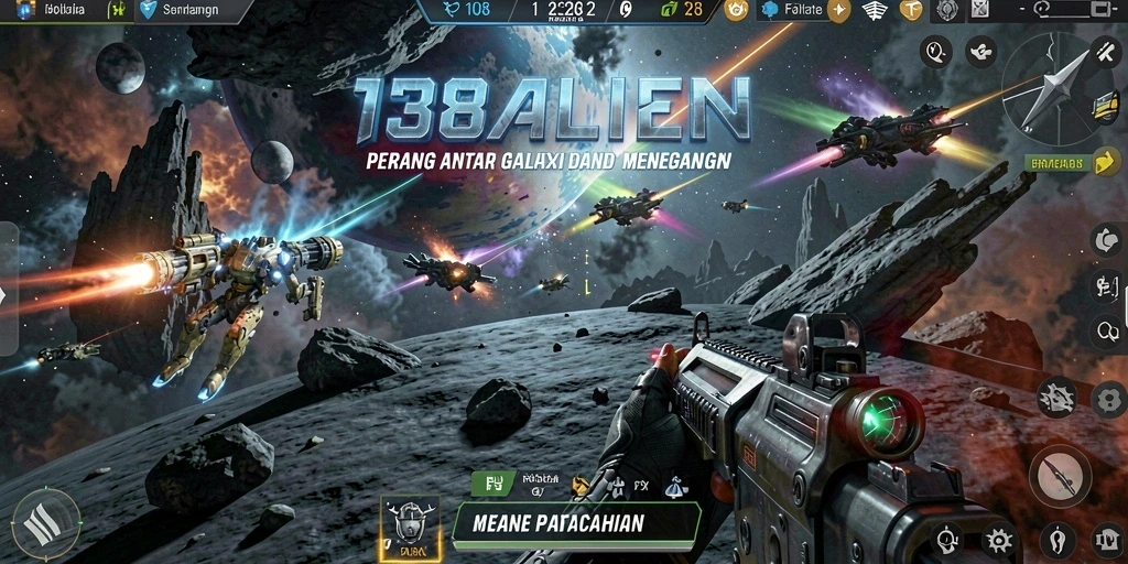 Tampilan gameplay intens di luar angkasa pada 138ALIEN.