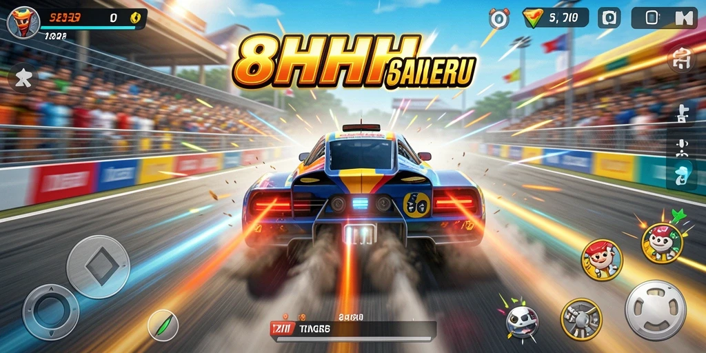 Tampilan gameplay balapan mendebarkan di 8HHH.