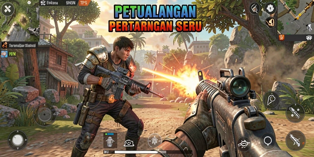 Tampilan aksi seru dalam game TPS 9N9N yang memukau.