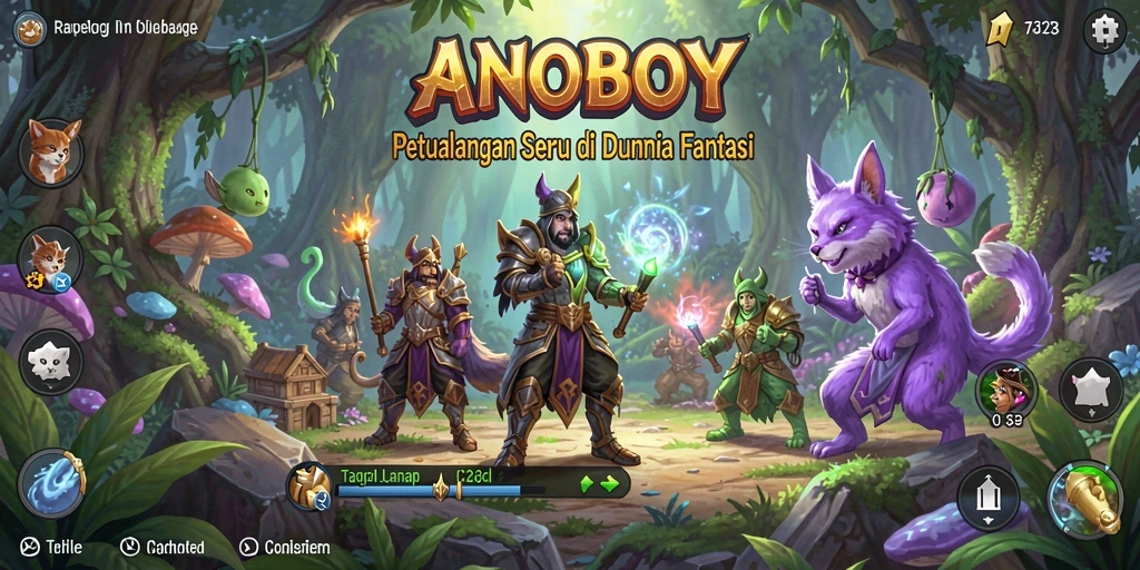 Tangkapan layar ANOBOY menunjukkan karakter menjelajahi dunia fantasi yang menawan.