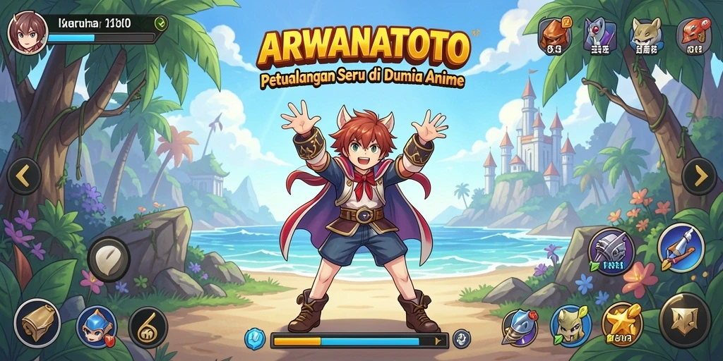 Tampilan menarik dari gameplay ARWANATOTO dengan karakter anime yang beragam.