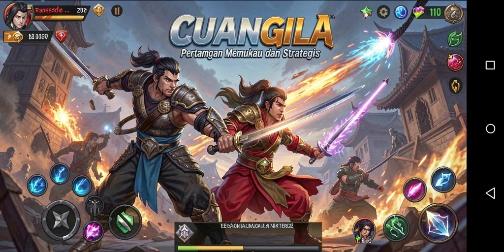 Screenshot gameplay CUANGILA menampilkan pertarungan seru antar karakter.