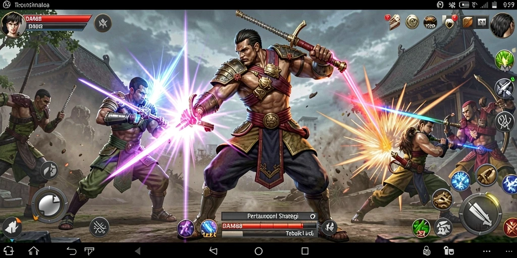 Screenshot gameplay <strong>DAM88</strong> menampilkan pertempuran strategis yang intens.
