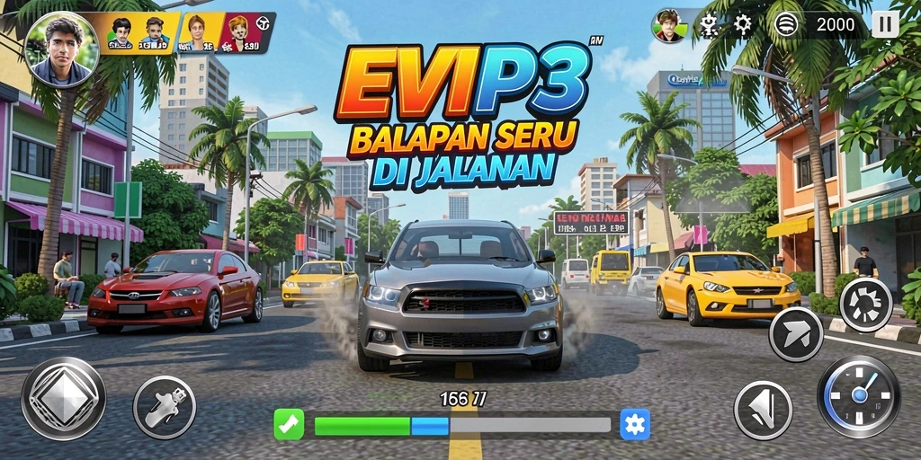 Gameplay balapan seru dengan kendaraan yang keren.
