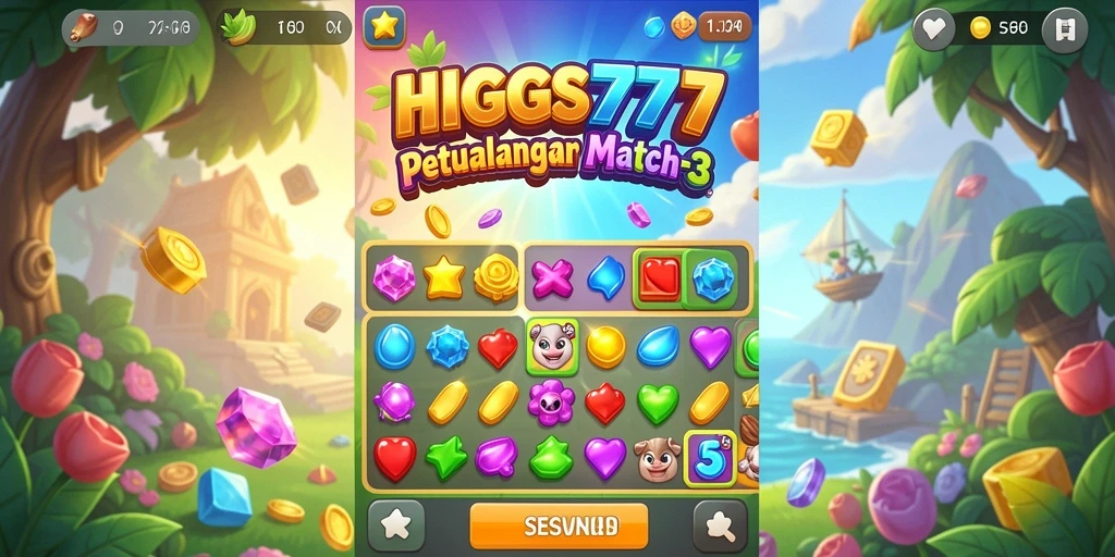 Tangkapan layar HIGGS777 menampilkan aksi seru dalam permainan Match-3.