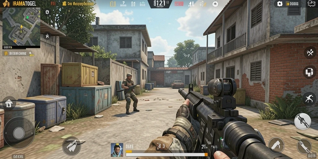 Tampilan gameplay mendebarkan dari IRAMATOGEL dengan aksi FPS.