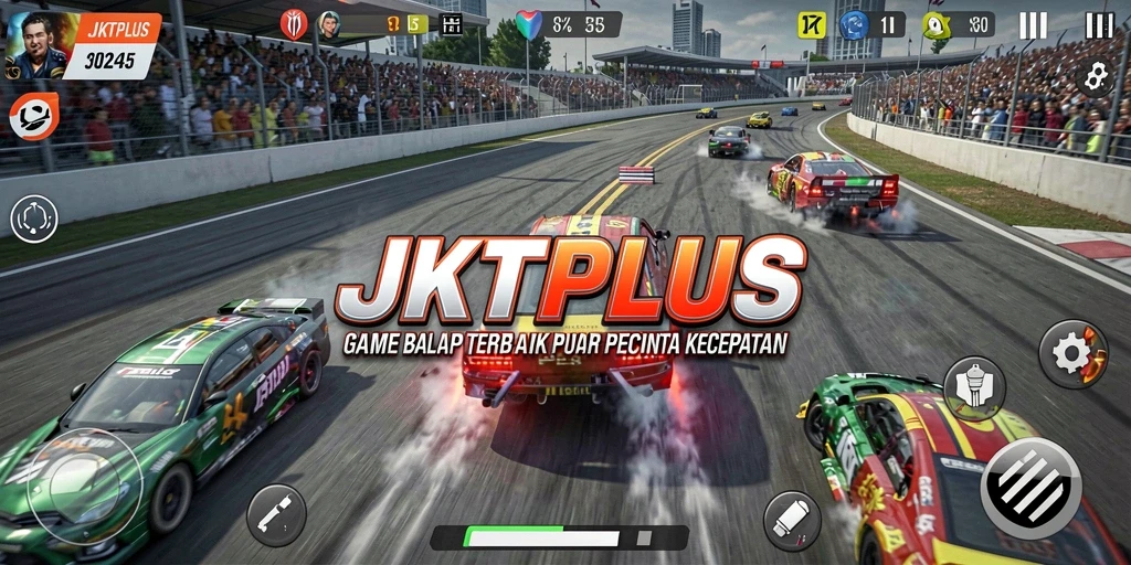 Tampilan gameplay JKTPLUS yang penuh aksi dan kecepatan.