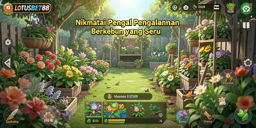 Tangkapan layar LOTUSBET88 menampilkan kebun yang indah dan beragam tanaman.