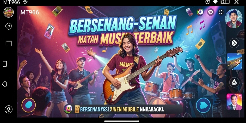 Tampilan seru gameplay MT966 yang penuh musik.
