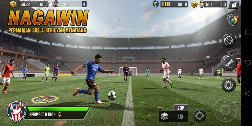 Permainan sepak bola seru dalam NAGAWIN dengan aksi mendebarkan.