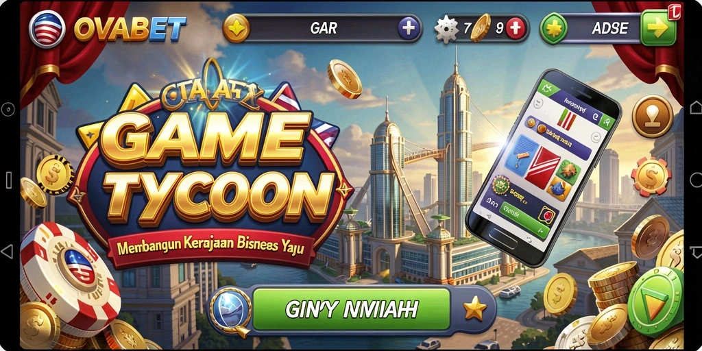 Screenshot gameplay OVABET menampilkan pengelolaan bisnis yang seru dan dinamis.