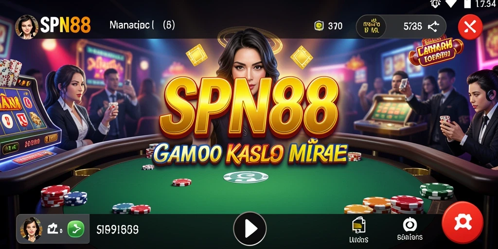 Tampilan gameplay menarik dari SPN88 dengan suasana kasino nyata.