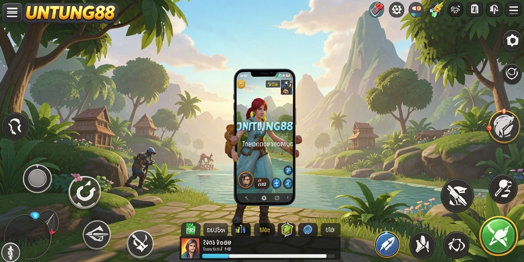 Screenshot gameplay UNTUNG88 yang menunjukkan petualangan dalam dunia terbuka.