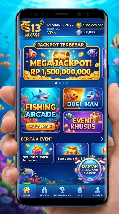 Tampilan utama aplikasi s13 dengan berbagai kategori.